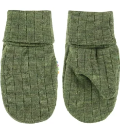 Handsker Og Luffer|Uld-Joha Luffer - Uld - Rib - Mørk Oliven