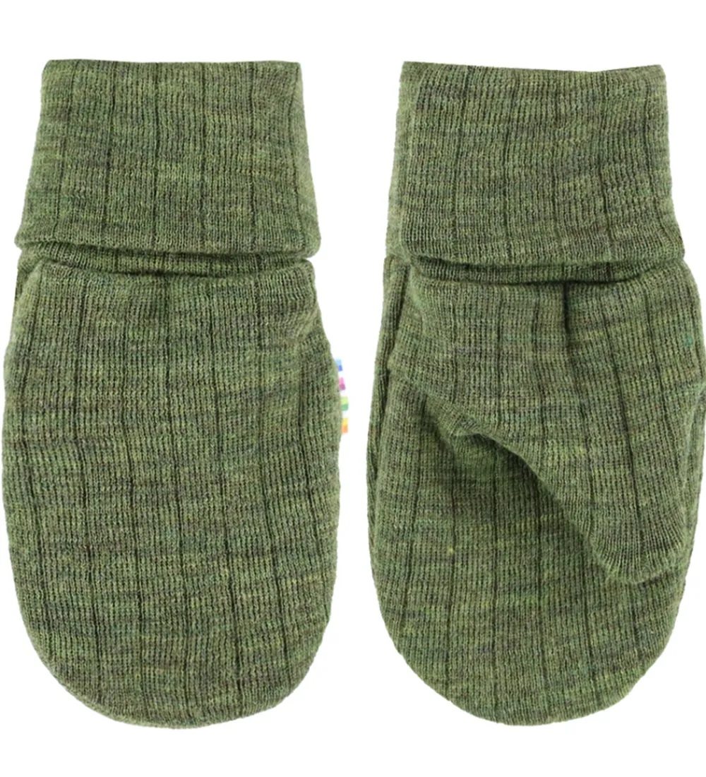 Handsker Og Luffer|Uld-Joha Luffer - Uld - Rib - Mørk Oliven