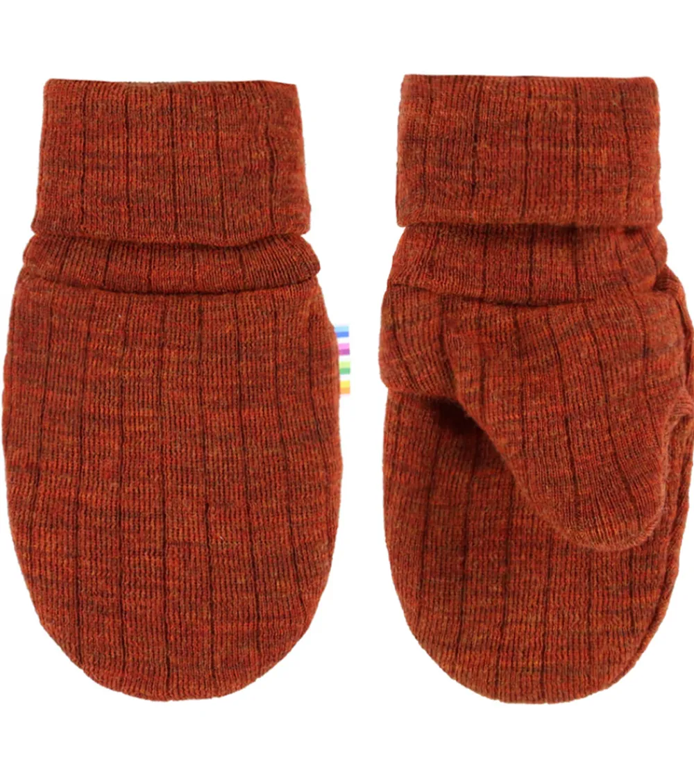 Handsker Og Luffer|Uld-Joha Luffer - Uld - Rib - Rust