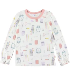 Nattøj|Pigetøj-Joha Nattøj - 2 Delt - Viskose/Bambus - Off White m. Print