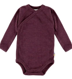 Joha Bodyer|Uld*Slå-om Body l/æ - Uld - Rib - Blomme