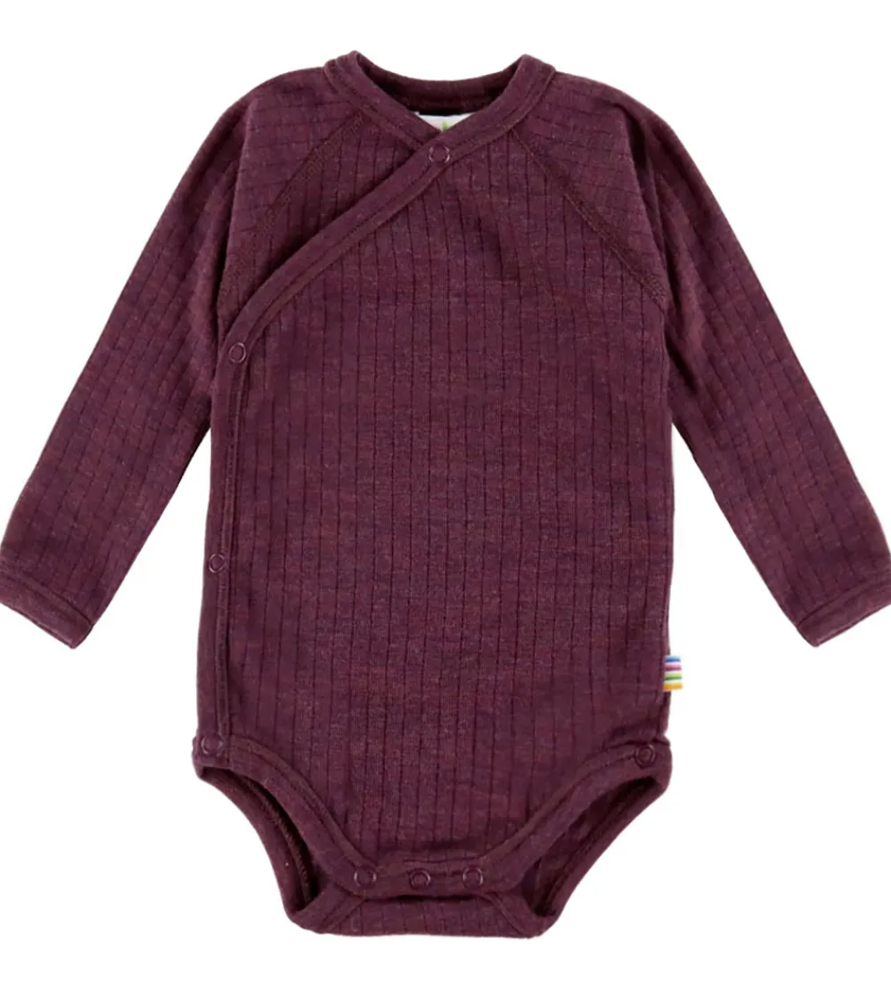 Joha Bodyer|Uld*Slå-om Body l/æ - Uld - Rib - Blomme