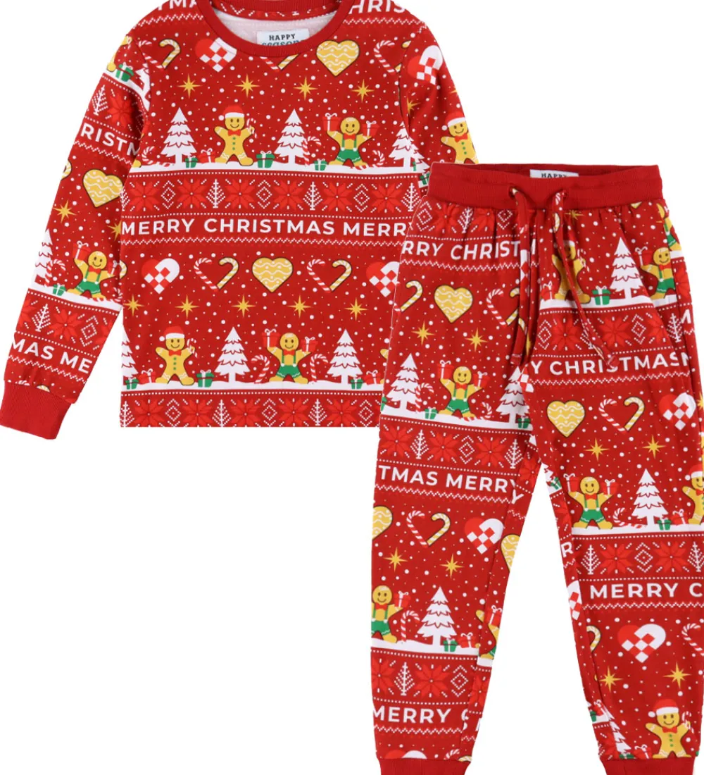 Nattøj-Jule-Sweater s Nattøj - 2-Delt - Christmas Cookie - Rød