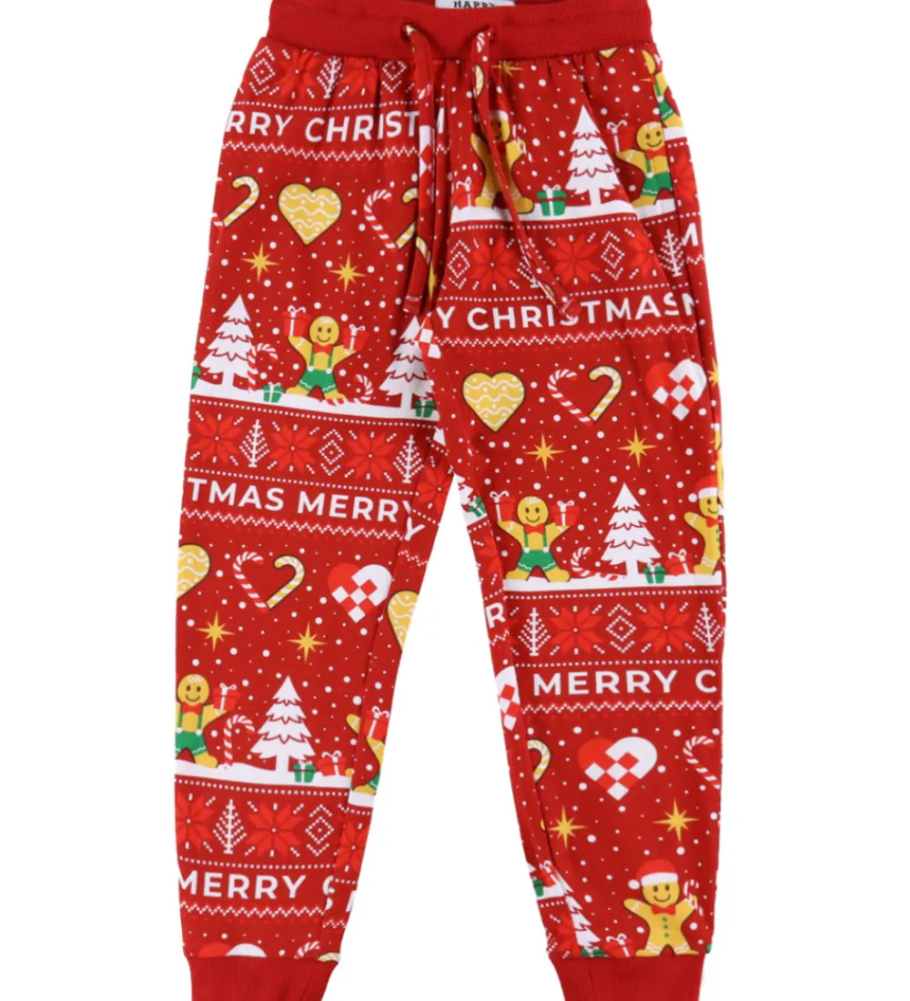 Nattøj-Jule-Sweater s Nattøj - 2-Delt - Christmas Cookie - Rød