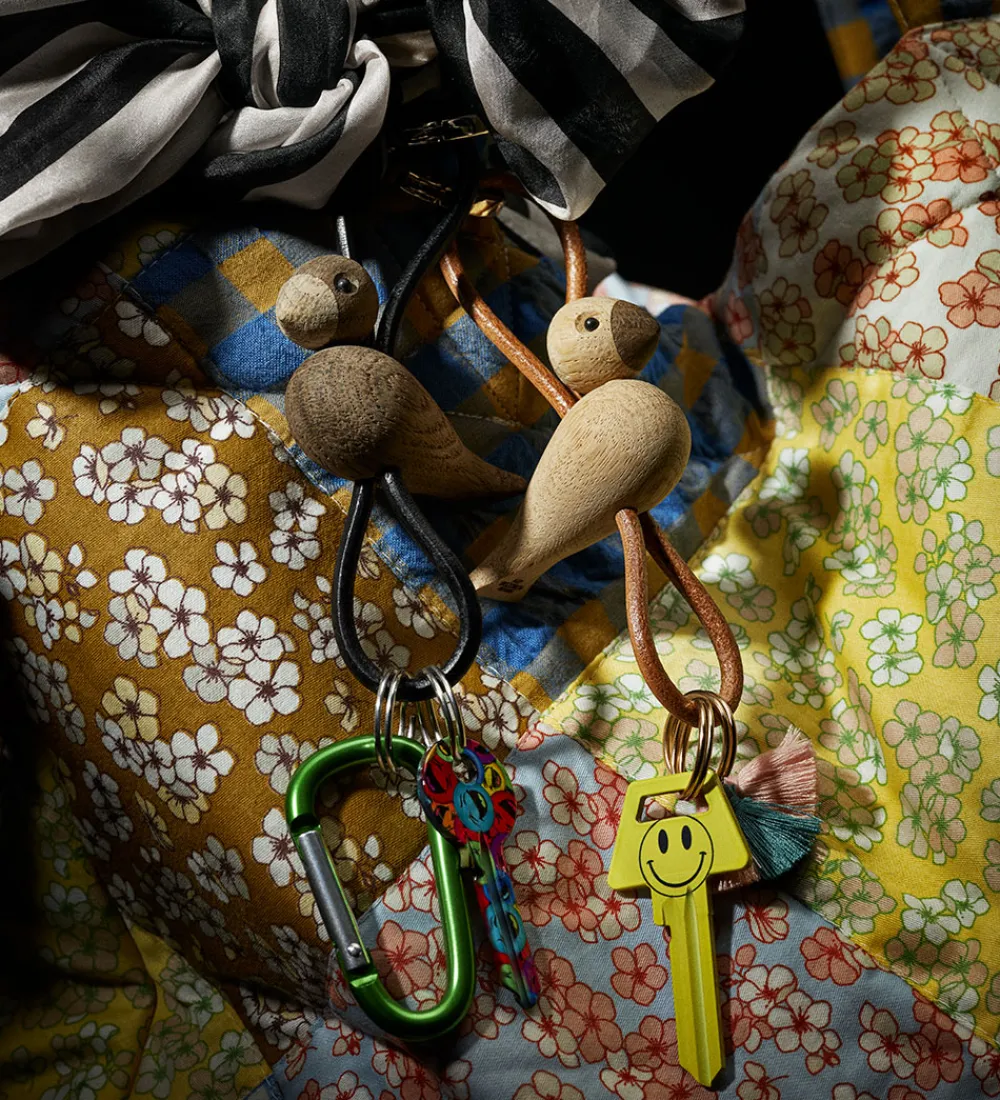 Kay Bojesen Nøgleringe*Nøglering - Fugl/Guld - Naturlæder/Eg