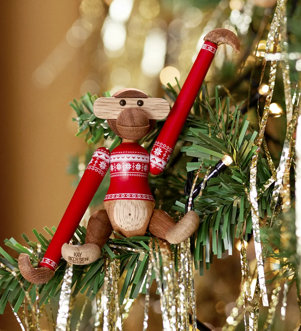 Kay Bojesen Pyntefigurer|Julepynt*Træfigur - Abe - Julesweater 2024 - Mini -Teak/Limba