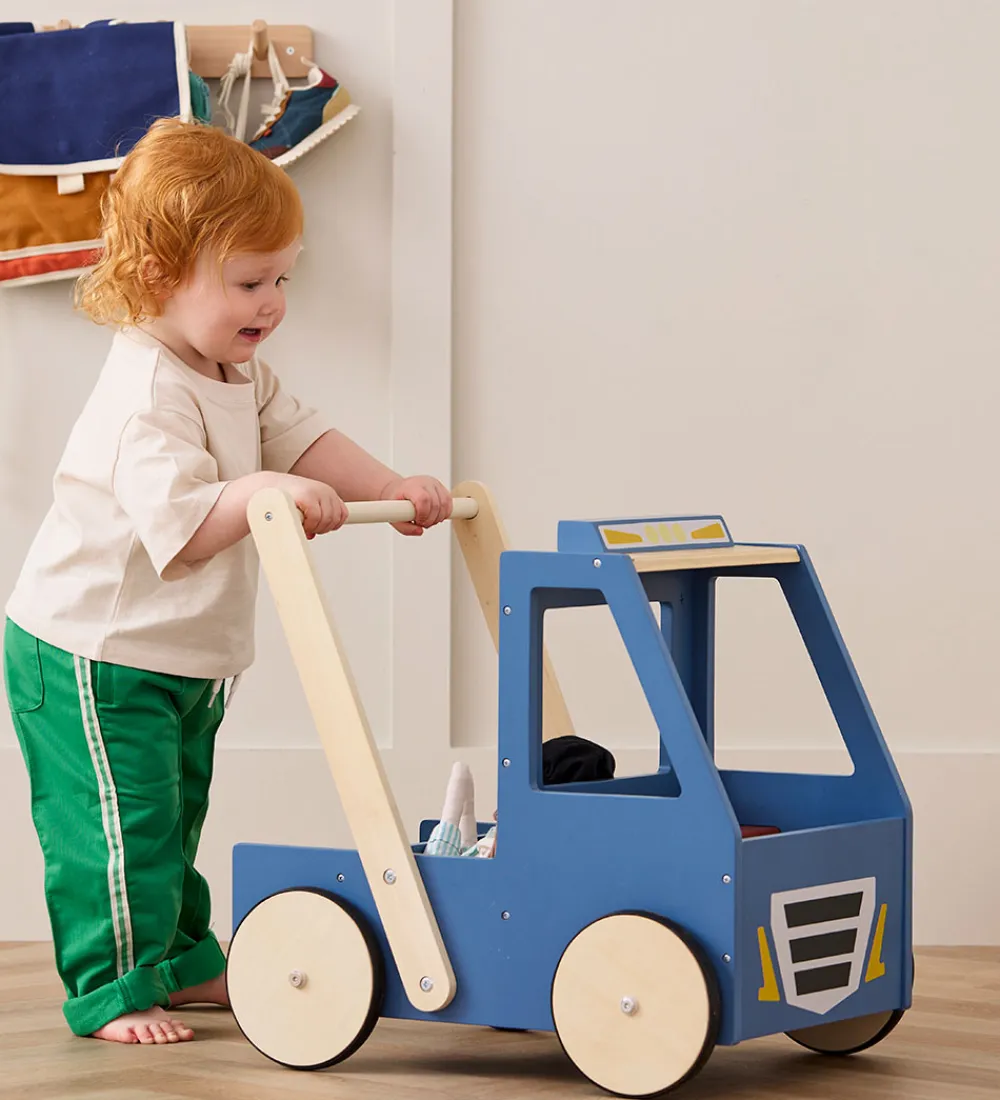 Kids Concept Gåvogne*Gåvogn - Træ - Lastbil - Aiden - Blå