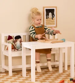 Kids Concept Bænke|Borde*Havesæt - Træ - 90x33x55/60x35x45 cm - Hvid