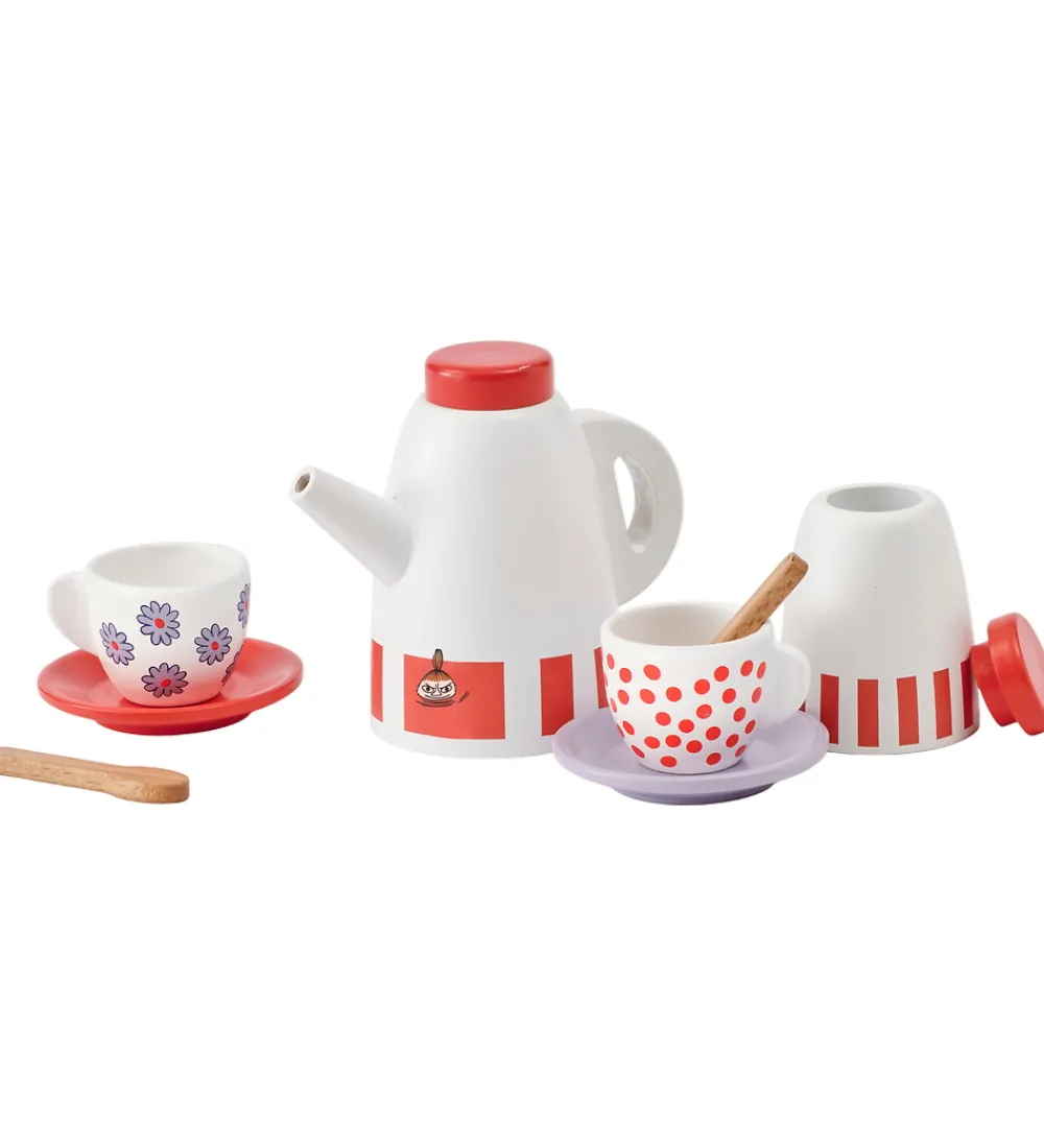 Kids Concept Trælegetøj|Rolleleg*Kaffestel - Træ - Hvid/Rød m. Mumitrolde