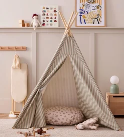 Legetelte|Legetelte-Kids Concept Legetelt - Tipi Stripe - Blå/Hvid