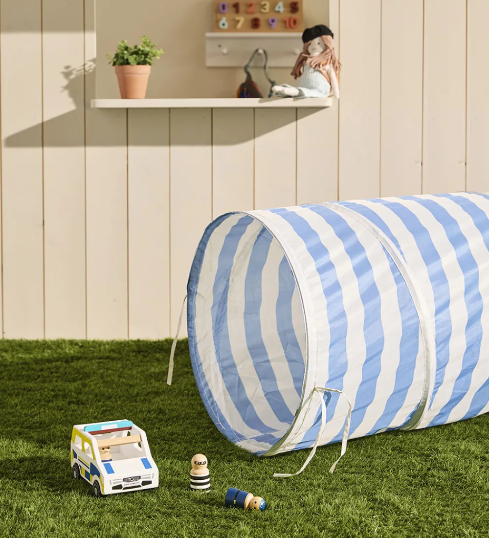 Kids Concept Motorisk Legetøj*Legetunnel - 180 cm - Blå Striber