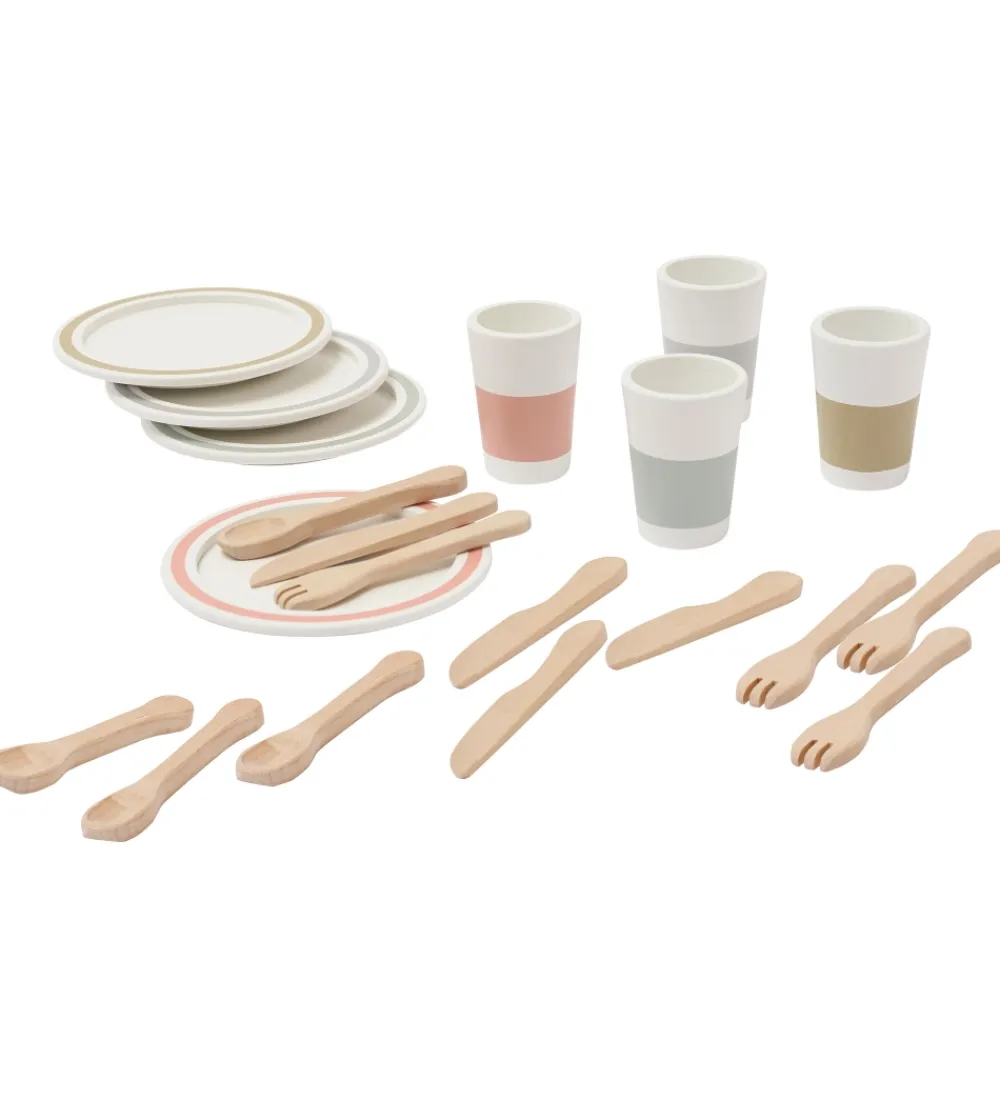 Kids Concept Legekøkken Og Legemøbel*Spisestel - Bistro - Træ/Hvid