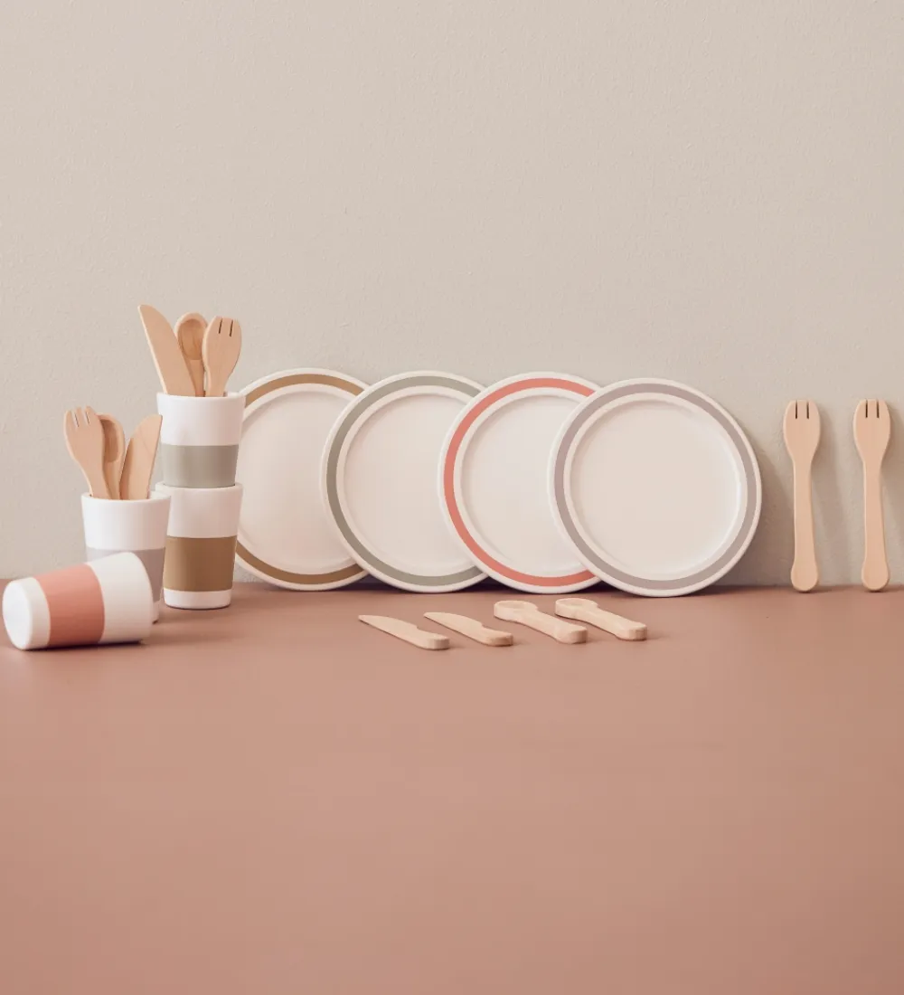 Kids Concept Legekøkken Og Legemøbel*Spisestel - Bistro - Træ/Hvid