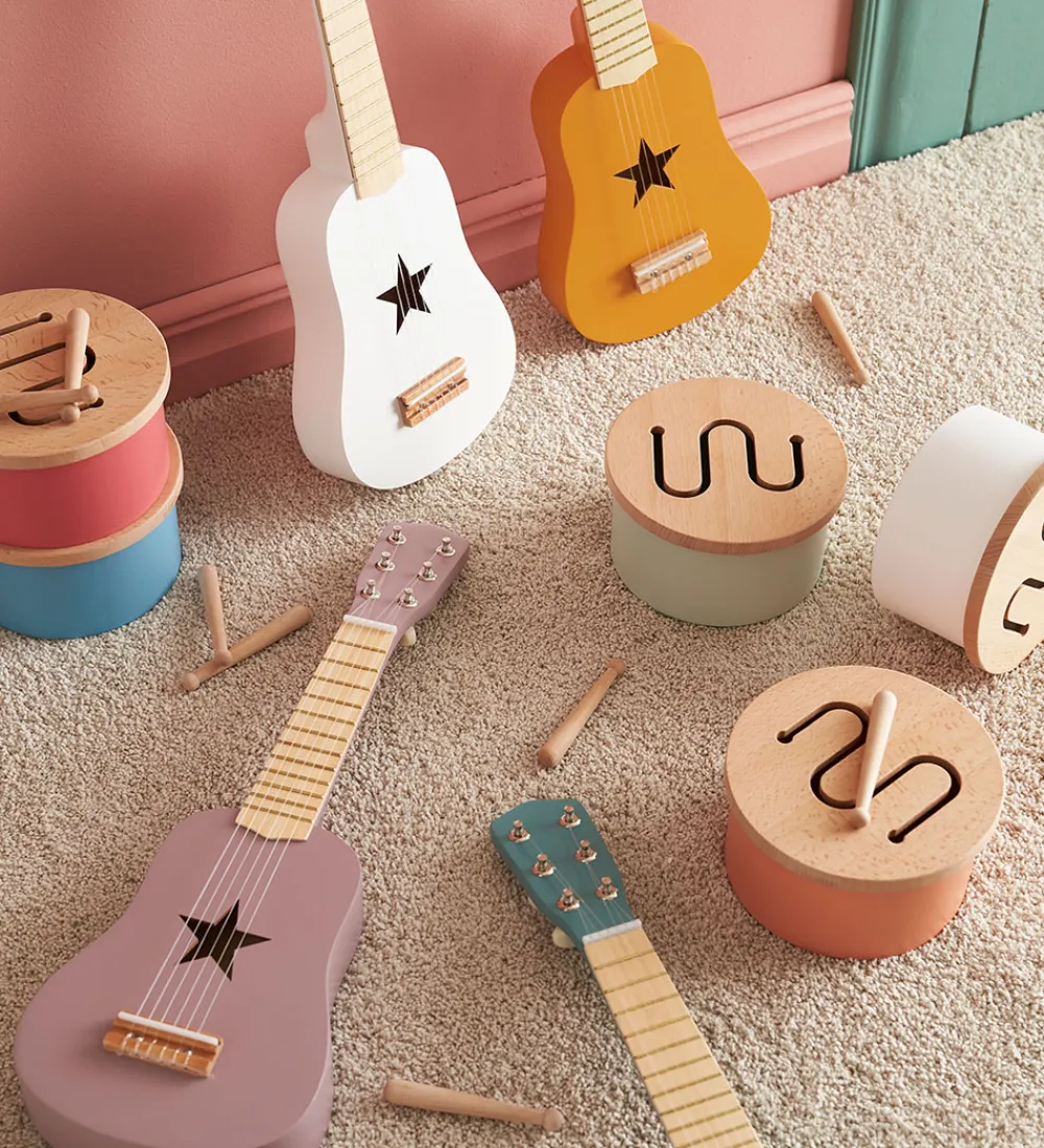 Musikinstrumenter-Kids Concept Trælegetøj - Tromme Mini - 16,5 x 9 cm - Rød