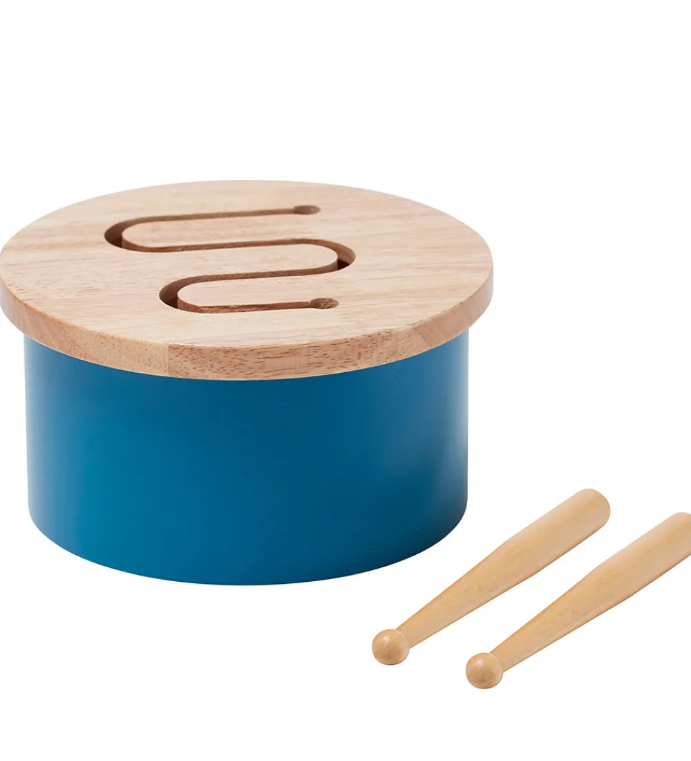 Kids Concept Musikinstrumenter*Trælegetøj - Tromme Mini - 16,5 x 9 cm - Blå