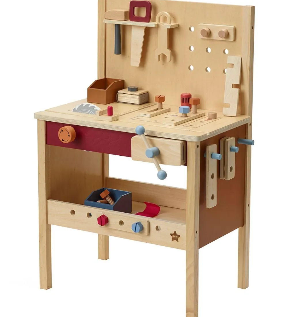Legeværktøj|Legekøkken Og Legemøbel-Kids Concept Værktøjsbænk - 39 dele - Træ