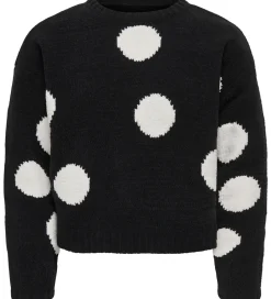 Bluser|Pigetøj-Kids Only Bluse - Strik - KogSus - Black/ Egret/ Polka Dot Assym