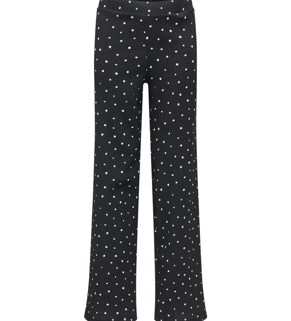 Bukser Og Jeans-Kids Only Bukser - KogMelia - Black/Dots Cloud Dancer