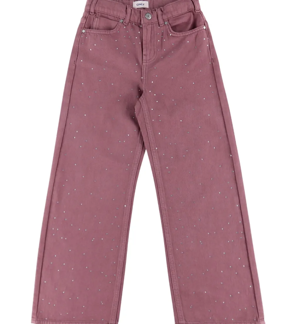Bukser Og Jeans|Pigetøj-Kids Only Jeans - KogCobain - Rose Brown/Rhinestones