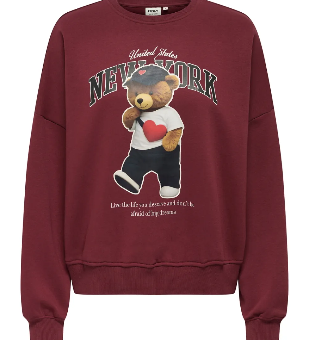 Kids Only Sweatshirts*Sweatshirt - KogLinda - Cabernet/New York Teddy