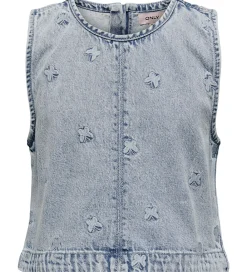 Kids Only Toppe*Top - KogFreja - Lyseblå Denim/Sommerfugl