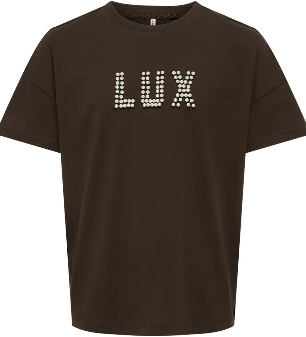 T-Shirts-Kids Only T-shirt - KogKate - O-Neck Pearl Top - Black Coffee/Lu