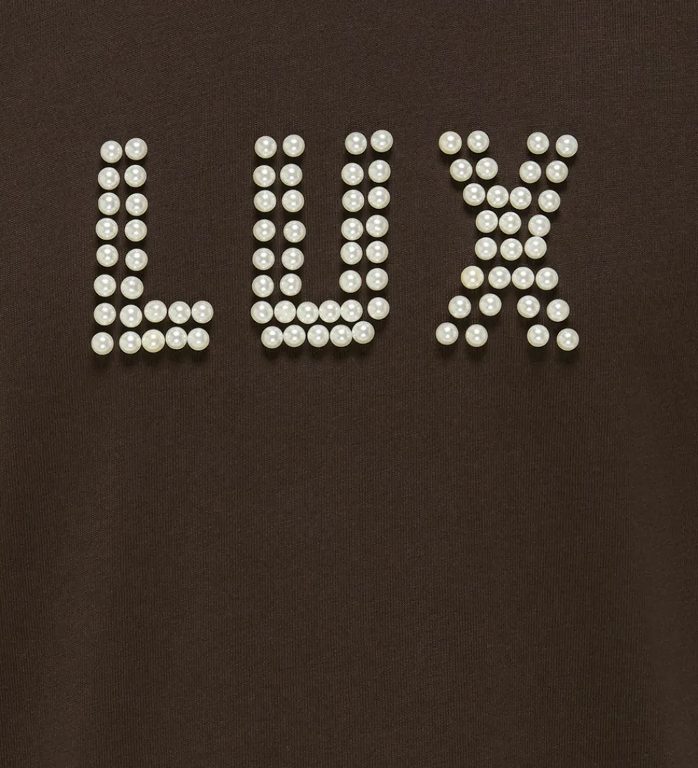 T-Shirts-Kids Only T-shirt - KogKate - O-Neck Pearl Top - Black Coffee/Lu