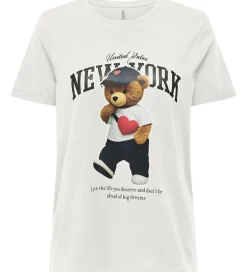T-Shirts-Kids Only T-shirt - KogLina - Bear O-Neck Top - Cloud Dancer/New