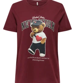 T-Shirts-Kids Only T-shirt - KogLina - Bear O-Neck Top - Cabernet/New Yor