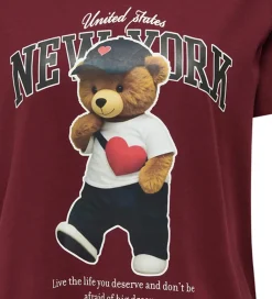 T-Shirts-Kids Only T-shirt - KogLina - Bear O-Neck Top - Cabernet/New Yor