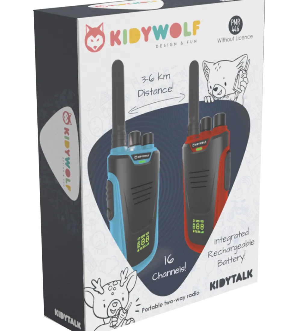 Walkie Talkies-Kidywolf Walkie Talkie - 2 stk. - Kidytalk - Blå/Rød