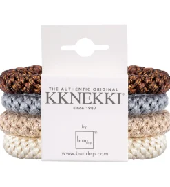 Kknekki Hårelastikker*Hårelastikker - 4-pak - Beige/Blå/Brun/Glimmer