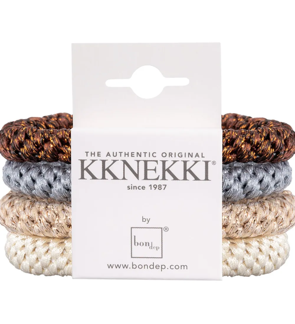 Kknekki Hårelastikker*Hårelastikker - 4-pak - Beige/Blå/Brun/Glimmer