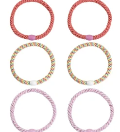Kknekki Hårelastikker*Hårelastikker - 6-Pak - Slim - Pastel Glimmer/Lys Rosa G