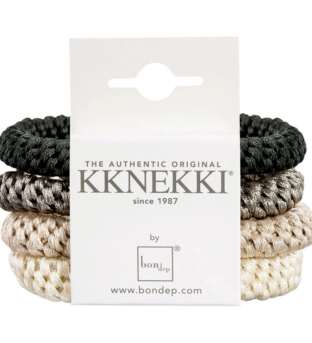 Hårelastikker-Kknekki Hårelastikker - 4-pak - Sort/Brun/Beige/Creme