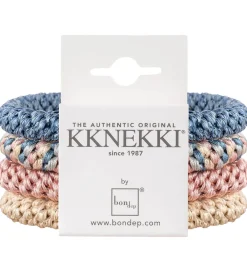 Hårelastikker-Kknekki Hårelastikker - 4-pak - Blå/Rosa/Guld
