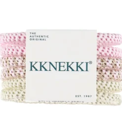 Kknekki Hårpynt|Hårelastikker*Hårelastikker - Slim - 6-pak - Rosa/Hvid m. Guld