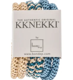 Hårelastikker-Kknekki Hårelastikker - Slim - 6-pak - Beige/Blå/Guld
