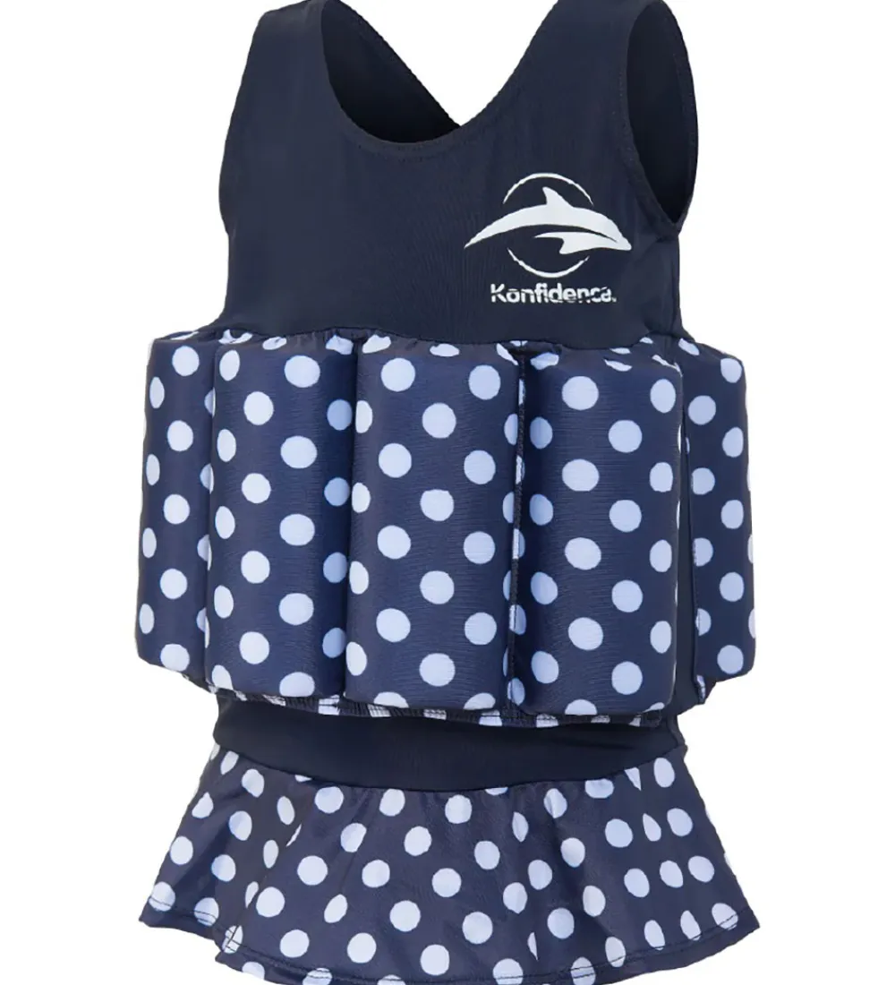 Svømmeveste-Konfidence Svømmedragt - UV40+ - Navy/Polka