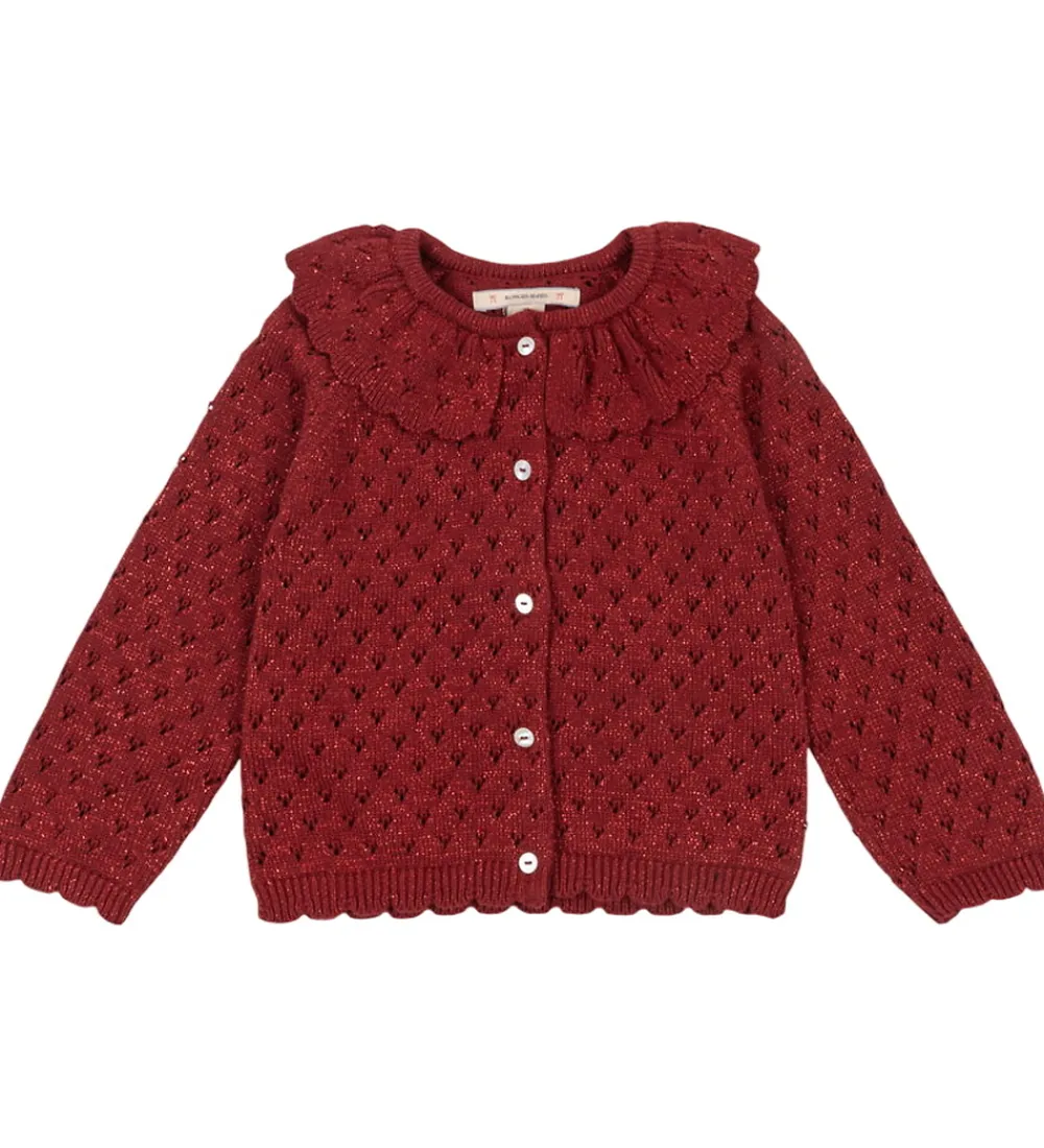 Cardigans-Konges Sløjd Cardigan - Strik - Red Dahlia m. Hulmønster