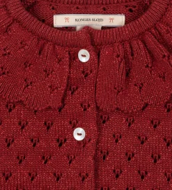 Cardigans-Konges Sløjd Cardigan - Strik - Red Dahlia m. Hulmønster