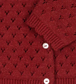 Cardigans-Konges Sløjd Cardigan - Strik - Red Dahlia m. Hulmønster