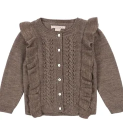 Cardigans-Konges Sløjd Cardigan - Uld - Strik - Fiol Frill - Brunmeleret