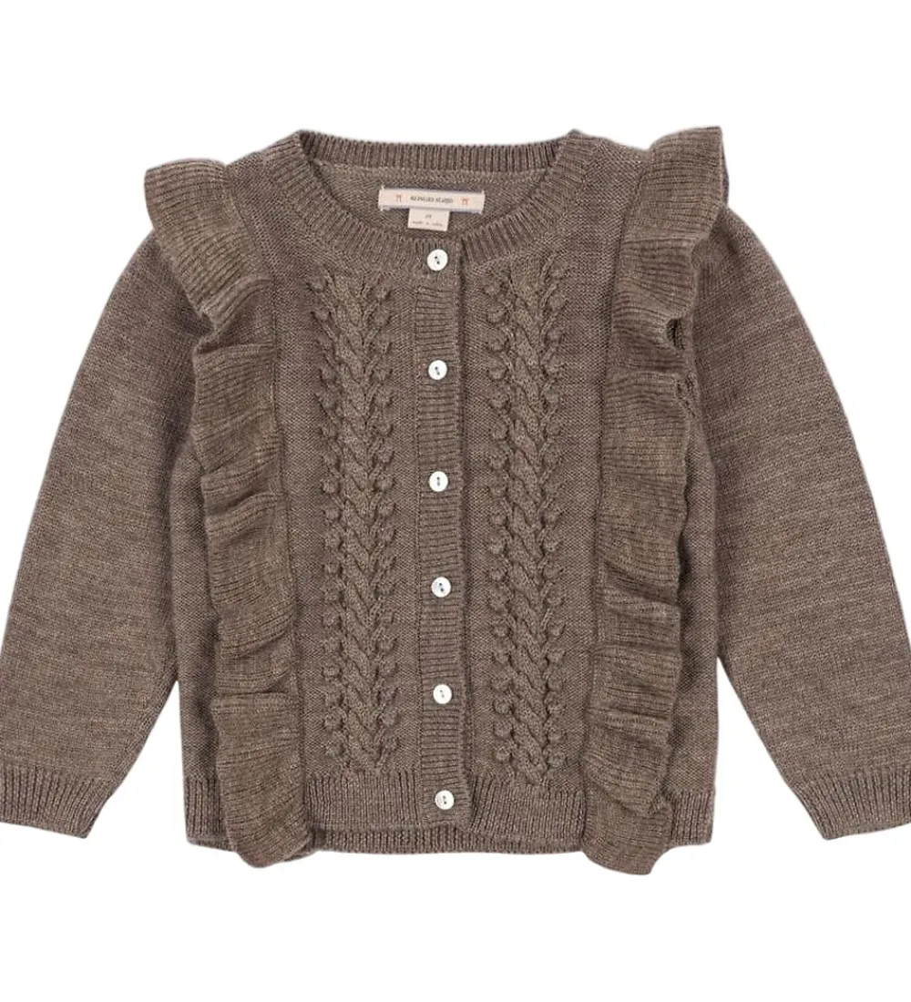 Cardigans-Konges Sløjd Cardigan - Uld - Strik - Fiol Frill - Brunmeleret