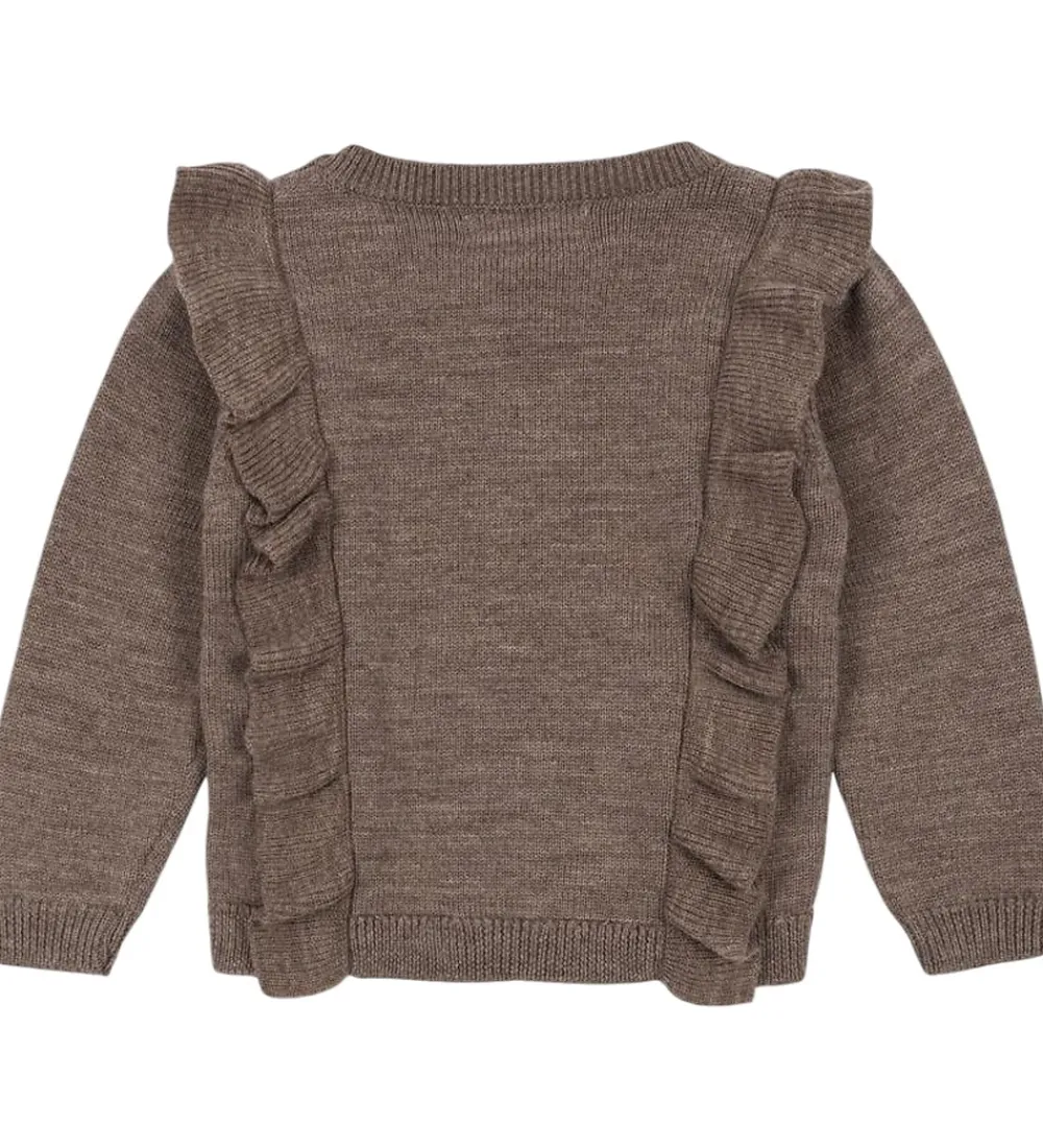 Cardigans-Konges Sløjd Cardigan - Uld - Strik - Fiol Frill - Brunmeleret
