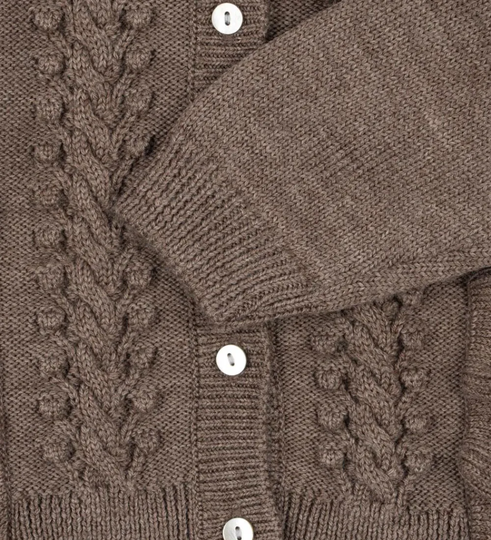 Cardigans-Konges Sløjd Cardigan - Uld - Strik - Fiol Frill - Brunmeleret