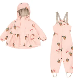 Konges Sløjd Regntøj*Regntøj m. Seler/Fleece - PU - Palme - Bow Kitty Pi