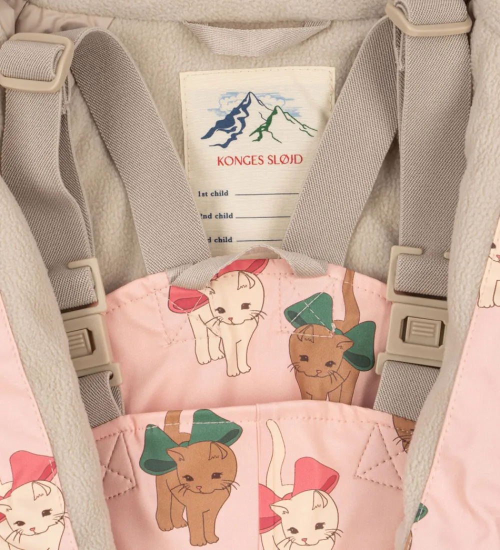 Konges Sløjd Regntøj*Regntøj m. Seler/Fleece - PU - Palme - Bow Kitty Pi