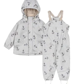 Regntøj-Konges Sløjd Regntøj m. Seler/Fleece - PU - Palme - Sailor Check