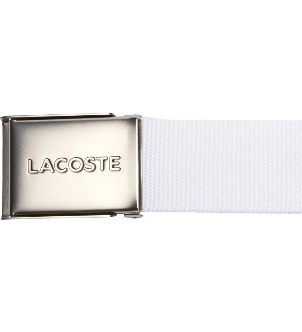 Lacoste Bælter*Bælte - Woven Strap - Hvid m. Logo